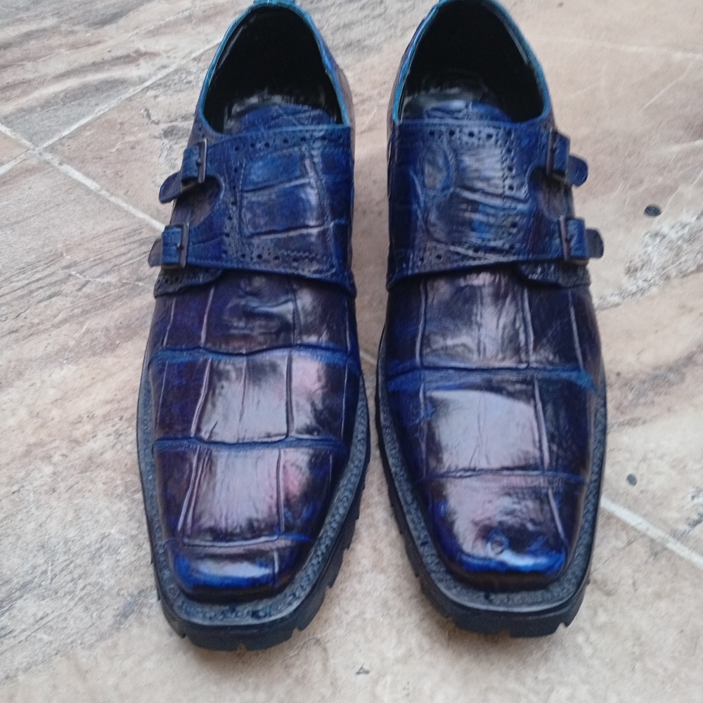 Men's Blue Crocodile Shoes
